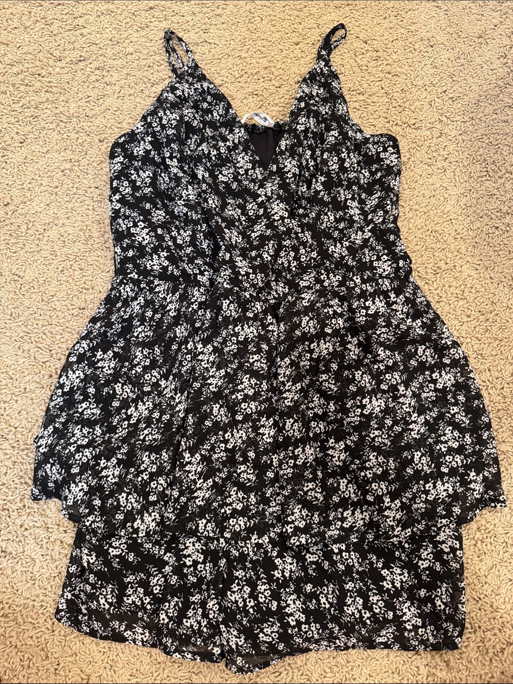 Black and White Floral Sundress — Women’s Dress